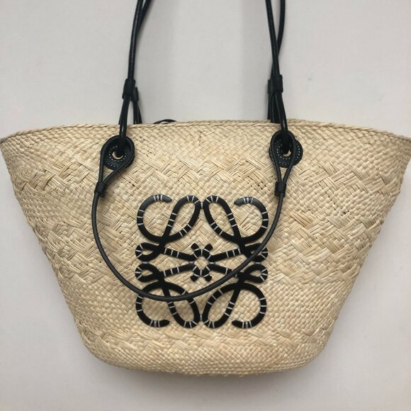 Loewe Handbags - Medium Anagram Basket bag in iraca palm and calfskin